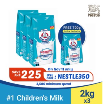 BEAR BRAND Fortified Powdered Milk Drink 2kg - Pack of 3 with FREE Bear Brand 700g